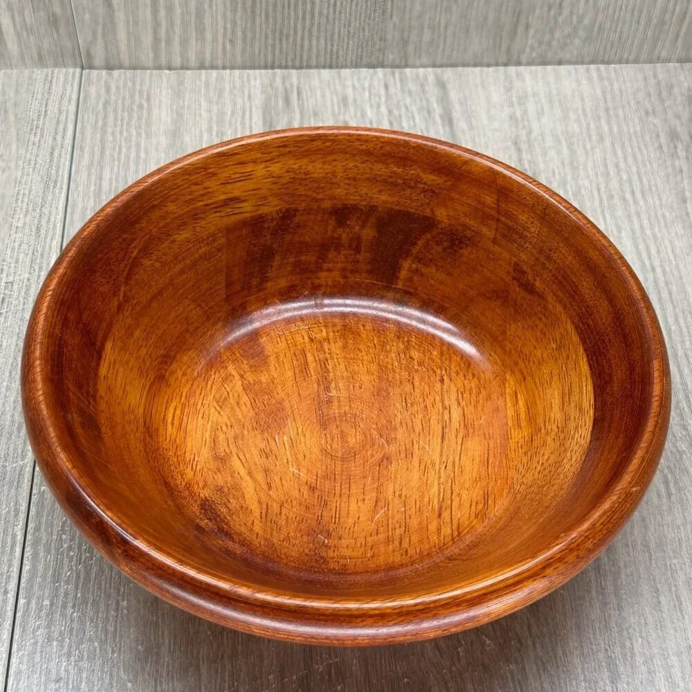 Mountain Woods Vintage Set of 5 Siamese Teak Wooden Salad Bowl Handcrafted Brown